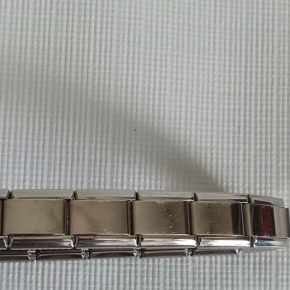 Vintage Silver Toned Composable Stainless Steel Metal Elastic K Charm Bracelet - Picture 5 of 12